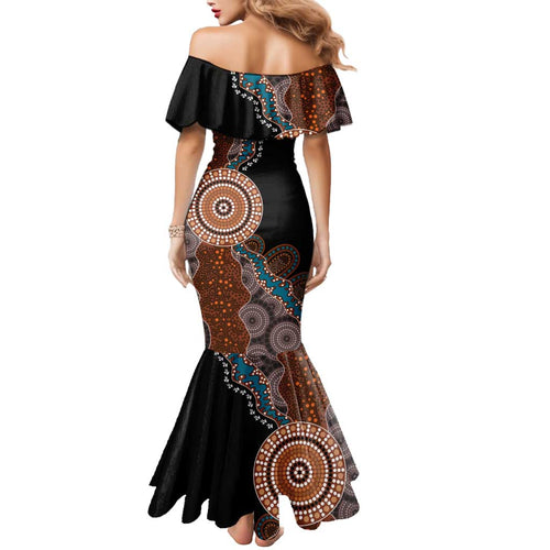 50 Years Of NAIDOC Mermaid Dress Strong and Proud Aboriginal Dot Painting No1