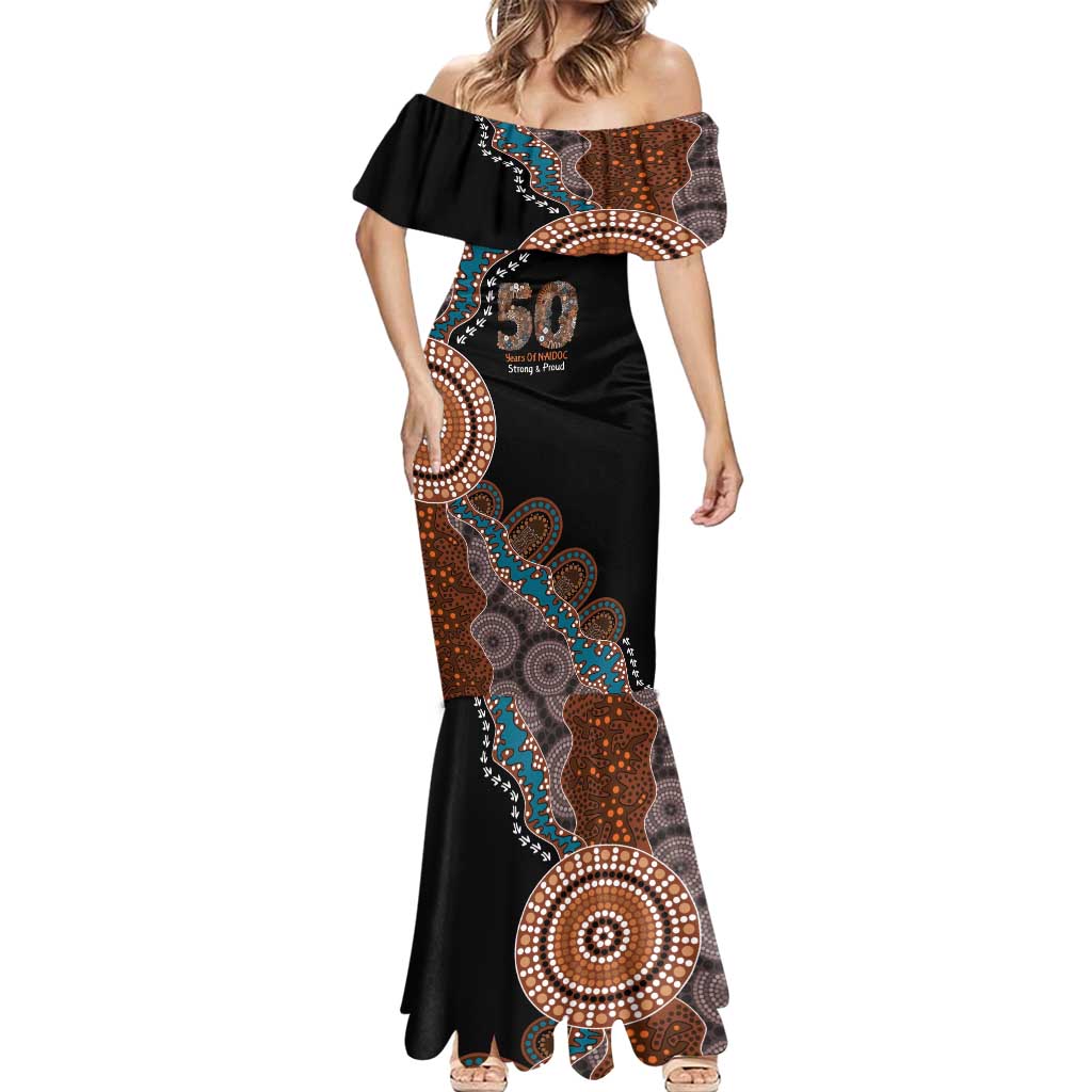 50 Years Of NAIDOC Mermaid Dress Strong and Proud Aboriginal Dot Painting No1