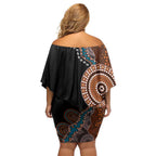 50 Years Of NAIDOC Off Shoulder Short Dress Strong and Proud Aboriginal Dot Painting No1