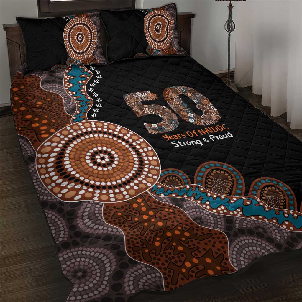 50 Years Of NAIDOC Quilt Bed Set Strong and Proud Aboriginal Dot Painting No1