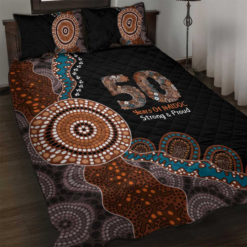 50 Years Of NAIDOC Quilt Bed Set Strong and Proud Aboriginal Dot Painting No1