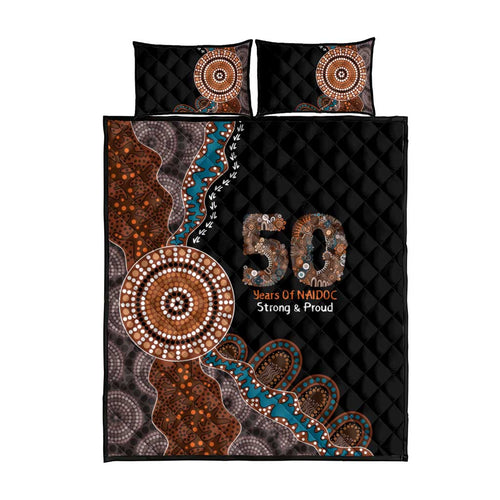 50 Years Of NAIDOC Quilt Bed Set Strong and Proud Aboriginal Dot Painting No1