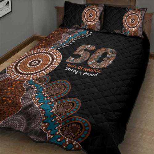 50 Years Of NAIDOC Quilt Bed Set Strong and Proud Aboriginal Dot Painting No1