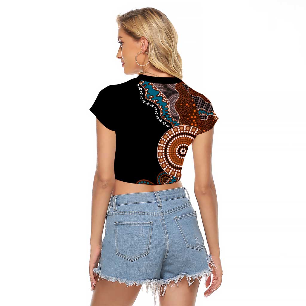 50 Years Of NAIDOC Raglan Cropped T Shirt Strong and Proud Aboriginal Dot Painting No1