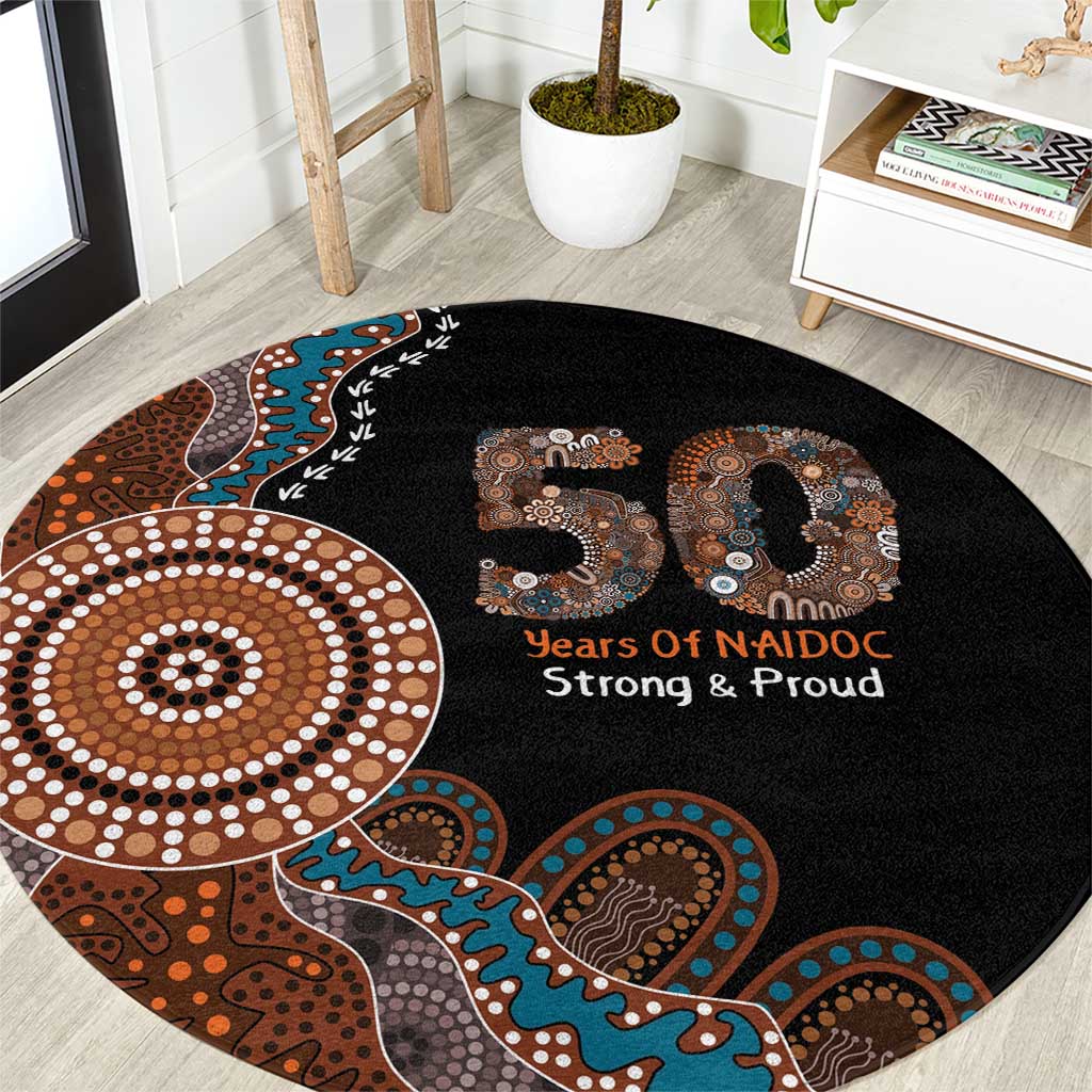 50 Years Of NAIDOC Round Carpet Strong and Proud Aboriginal Dot Painting No1