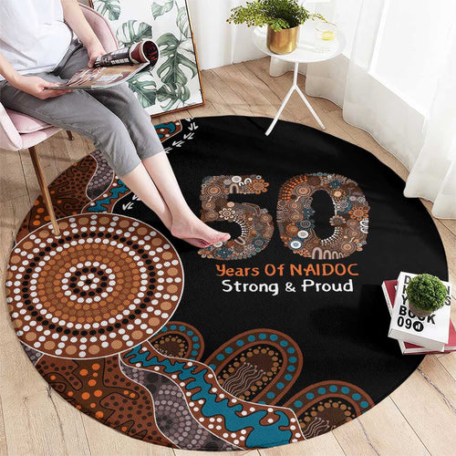 50 Years Of NAIDOC Round Carpet Strong and Proud Aboriginal Dot Painting No1