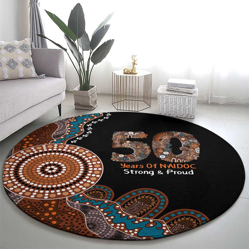50 Years Of NAIDOC Round Carpet Strong and Proud Aboriginal Dot Painting No1