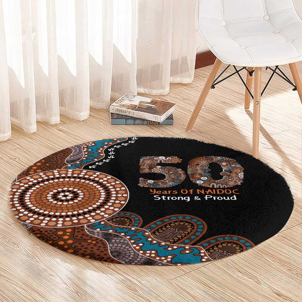 50 Years Of NAIDOC Round Carpet Strong and Proud Aboriginal Dot Painting No1
