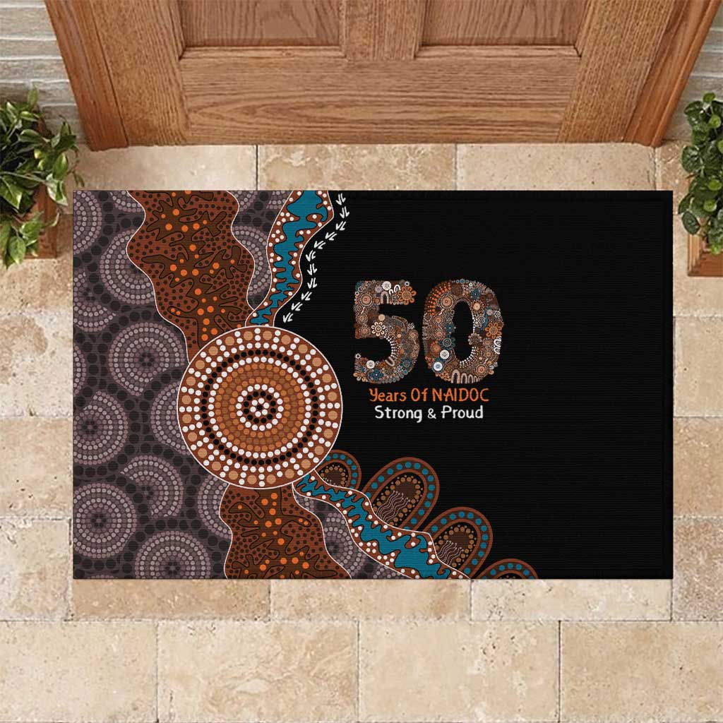 50 Years Of NAIDOC Rubber Doormat Strong and Proud Aboriginal Dot Painting No1