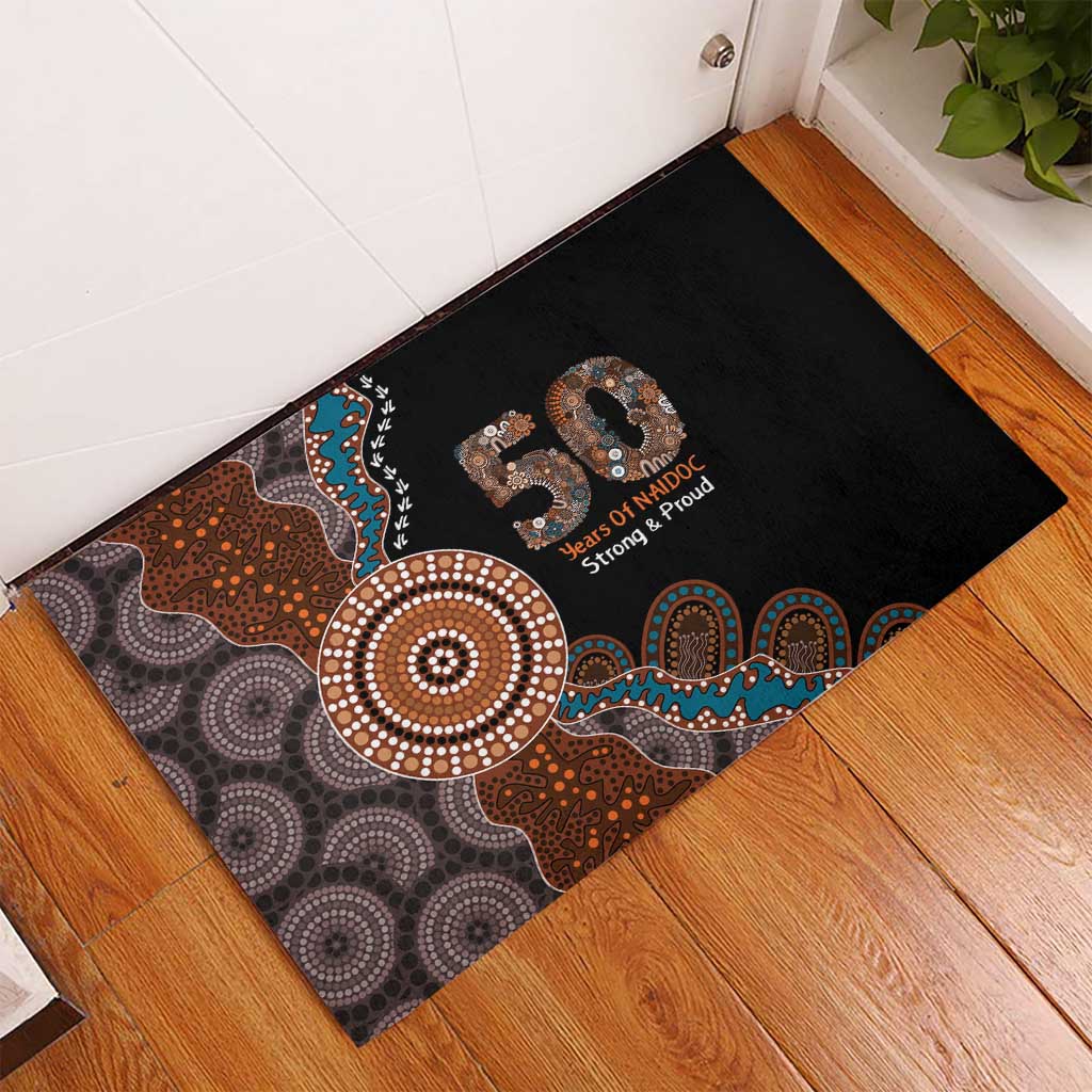 50 Years Of NAIDOC Rubber Doormat Strong and Proud Aboriginal Dot Painting No1