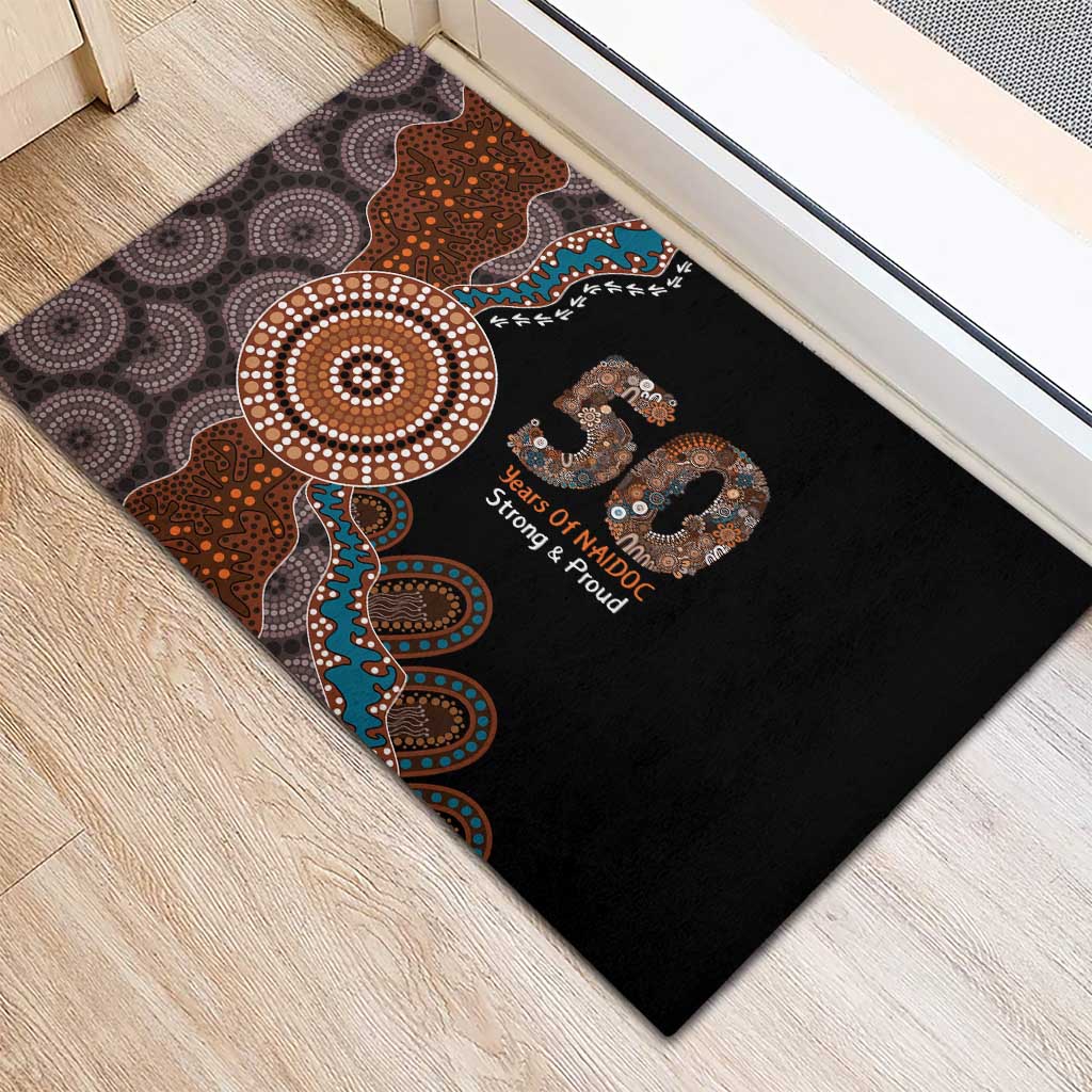 50 Years Of NAIDOC Rubber Doormat Strong and Proud Aboriginal Dot Painting No1
