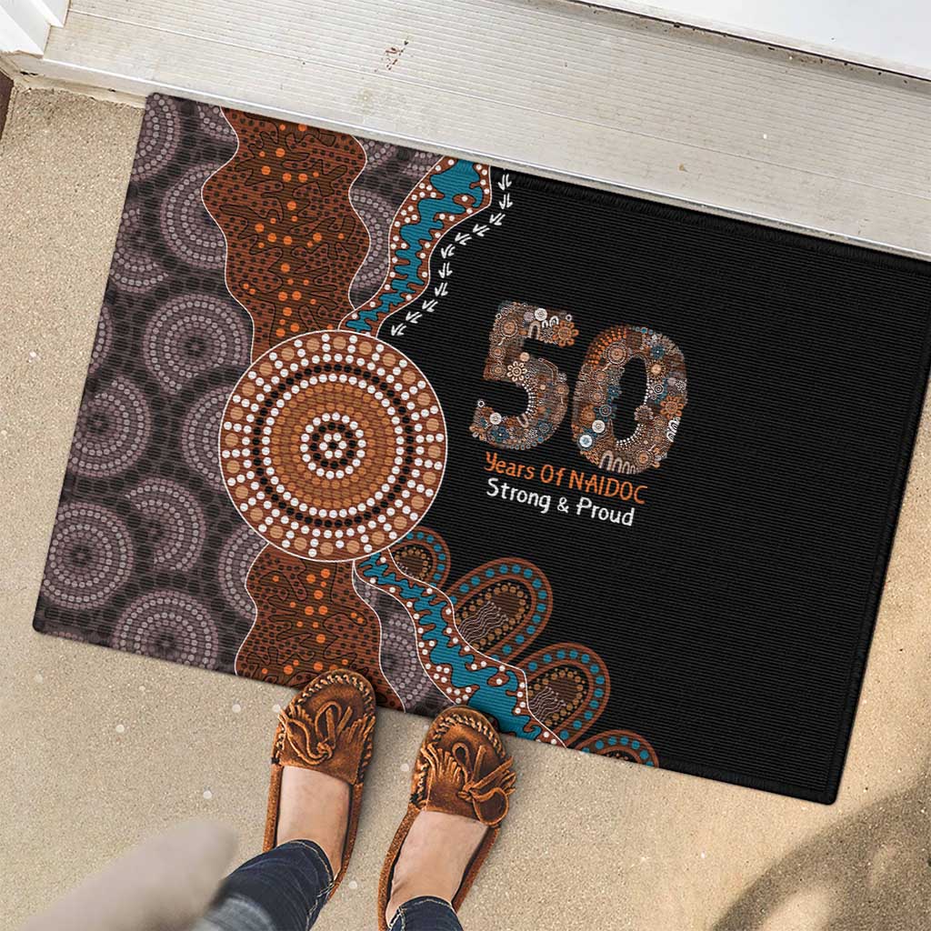50 Years Of NAIDOC Rubber Doormat Strong and Proud Aboriginal Dot Painting No1