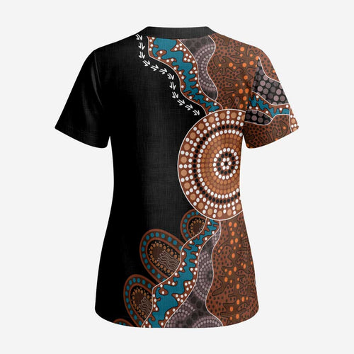 50 Years Of NAIDOC Scrub Top Strong and Proud Aboriginal Dot Painting No1 - Aussie Hoodie