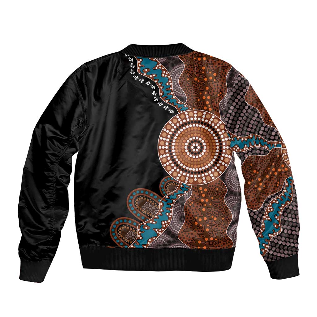 50 Years Of NAIDOC Sleeve Zip Bomber Jacket Strong and Proud Aboriginal Dot Painting No1