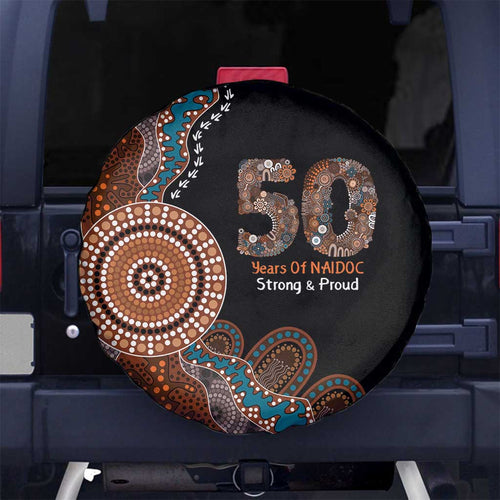 50 Years Of NAIDOC Spare Tire Cover Strong and Proud Aboriginal Dot Painting No1