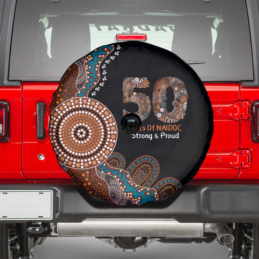 50 Years Of NAIDOC Spare Tire Cover Strong and Proud Aboriginal Dot Painting No1
