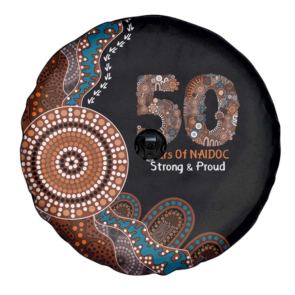 50 Years Of NAIDOC Spare Tire Cover Strong and Proud Aboriginal Dot Painting No1