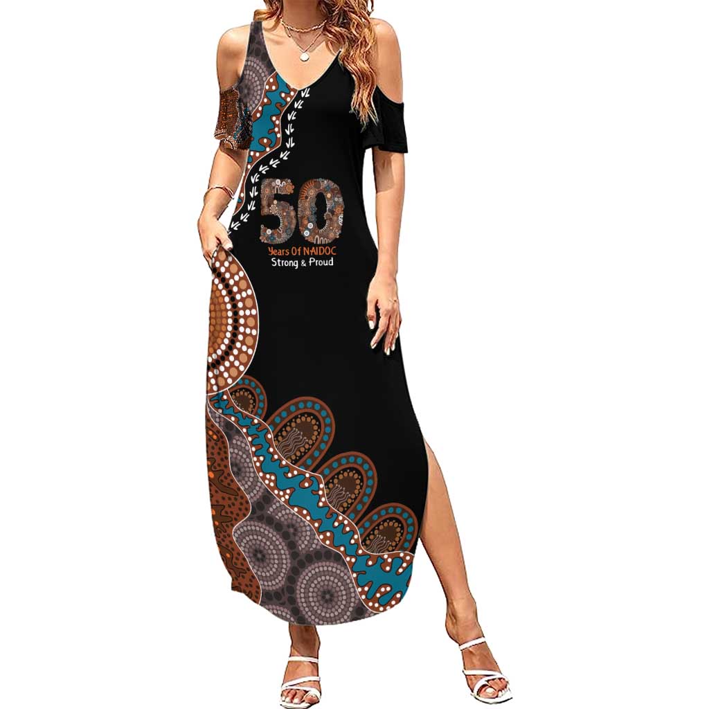 50 Years Of NAIDOC Summer Maxi Dress Strong and Proud Aboriginal Dot Painting No1