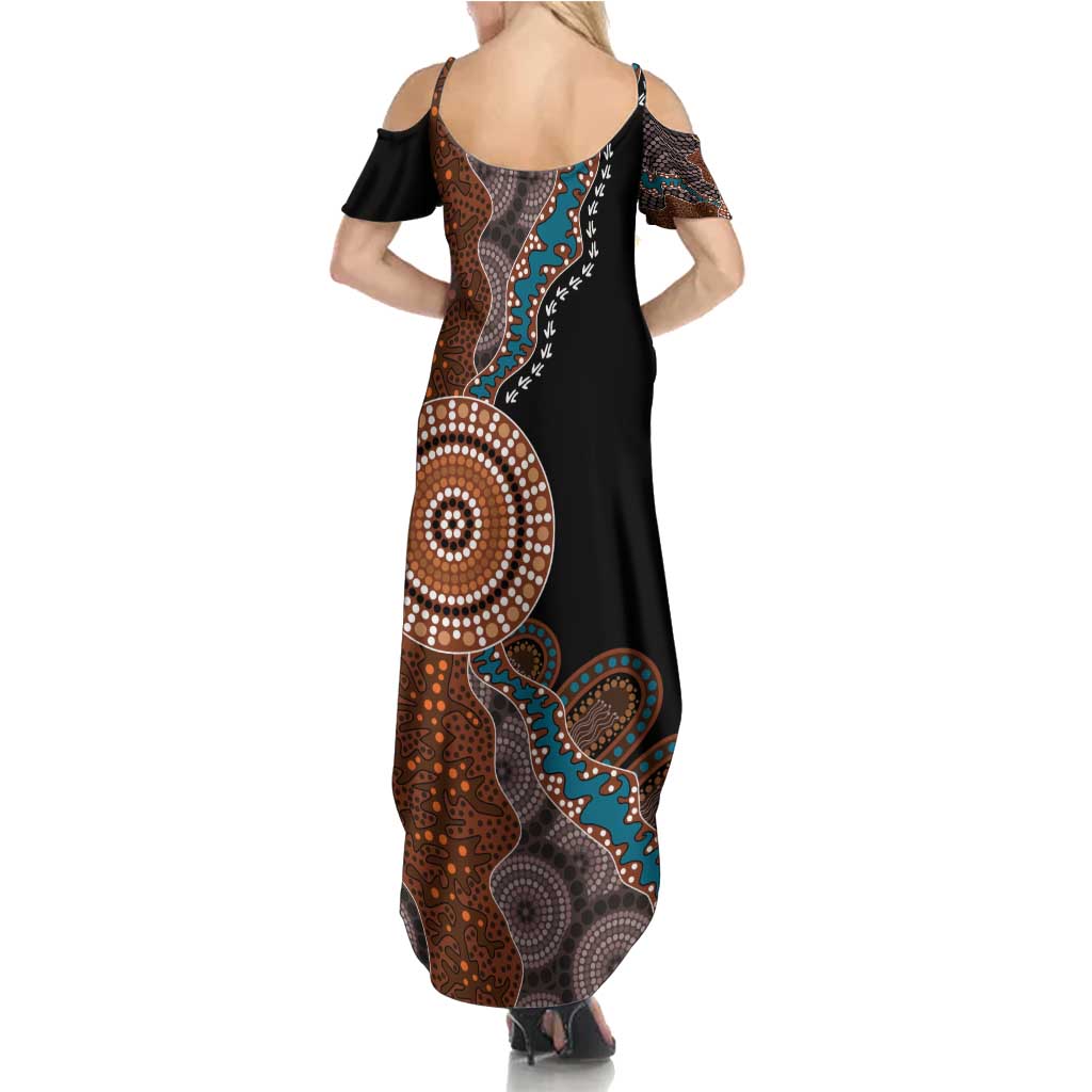 50 Years Of NAIDOC Summer Maxi Dress Strong and Proud Aboriginal Dot Painting No1