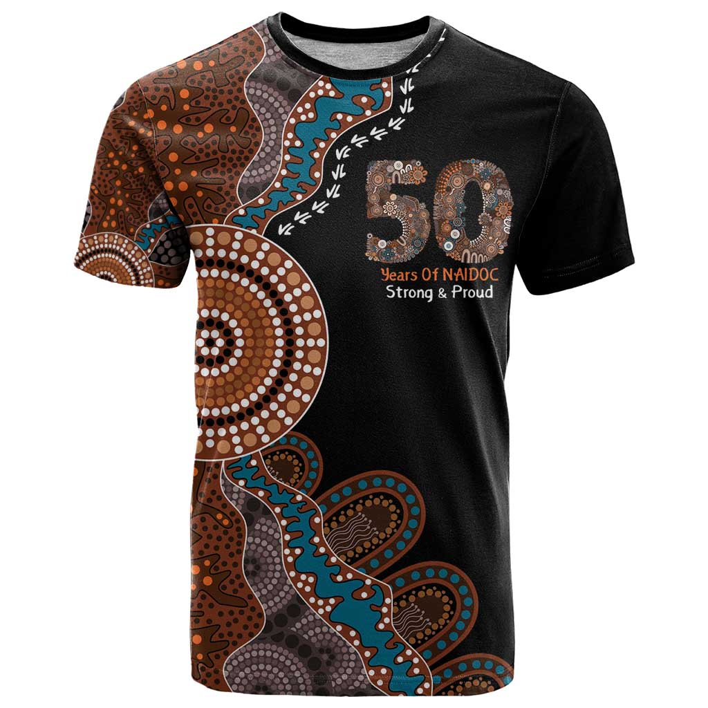 50 Years Of NAIDOC T Shirt Strong and Proud Aboriginal Dot Painting No1