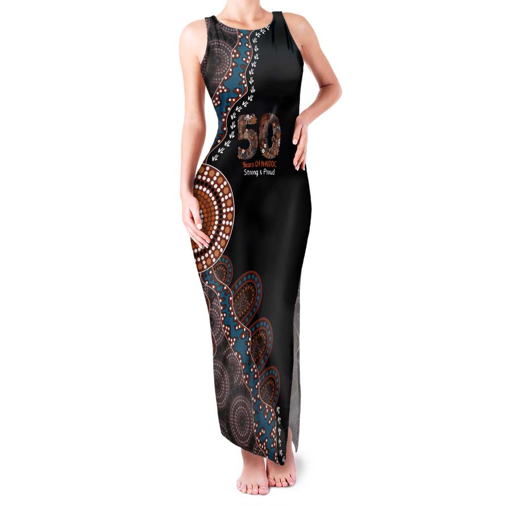 50 Years Of NAIDOC Tank Maxi Dress Strong and Proud Aboriginal Dot Painting No1