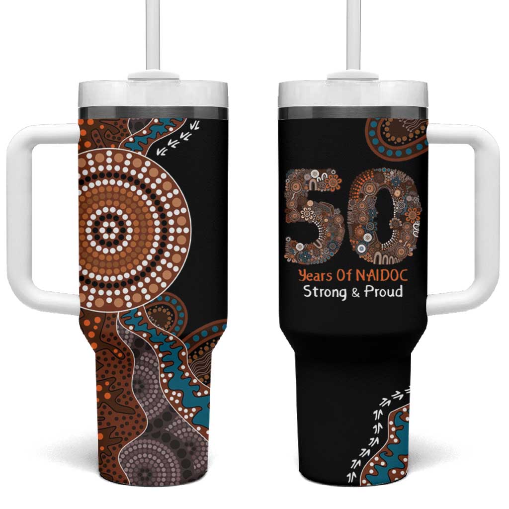 50 Years Of NAIDOC Tumbler With Handle Strong and Proud Aboriginal Dot Painting No1