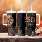 50 Years Of NAIDOC Tumbler With Handle Strong and Proud Aboriginal Dot Painting No1