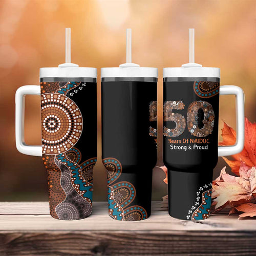 50 Years Of NAIDOC Tumbler With Handle Strong and Proud Aboriginal Dot Painting No1