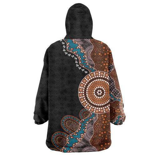 50 Years Of NAIDOC Wearable Blanket Hoodie Strong and Proud Aboriginal Dot Painting No1