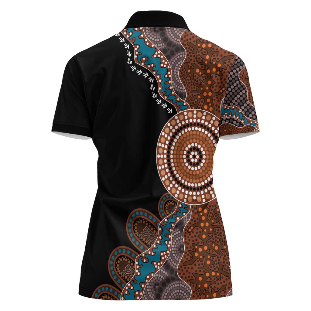 50 Years Of NAIDOC Women Polo Shirt Strong and Proud Aboriginal Dot Painting No1