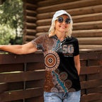 50 Years Of NAIDOC Women Polo Shirt Strong and Proud Aboriginal Dot Painting No1