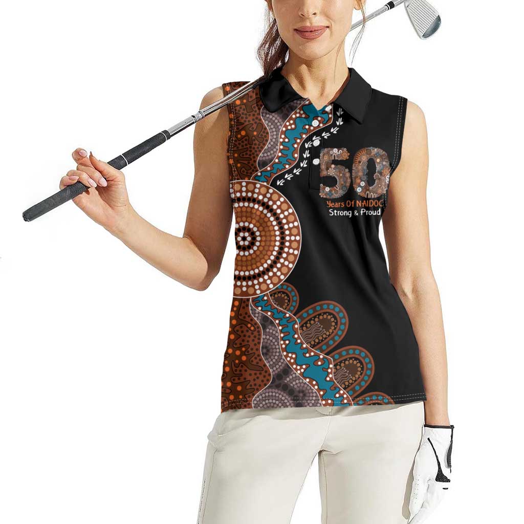 50 Years Of NAIDOC Women Sleeveless Polo Shirt Strong and Proud Aboriginal Dot Painting No1
