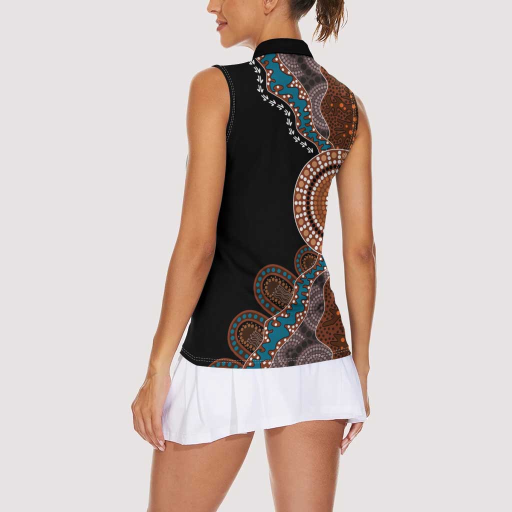 50 Years Of NAIDOC Women Sleeveless Polo Shirt Strong and Proud Aboriginal Dot Painting No1