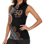 50 Years Of NAIDOC Women Sleeveless Polo Shirt Strong and Proud Aboriginal Dot Painting No1