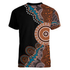 50 Years Of NAIDOC Women V-Neck T-Shirt Strong and Proud Aboriginal Dot Painting No1