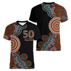 50 Years Of NAIDOC Women V-Neck T-Shirt Strong and Proud Aboriginal Dot Painting No1