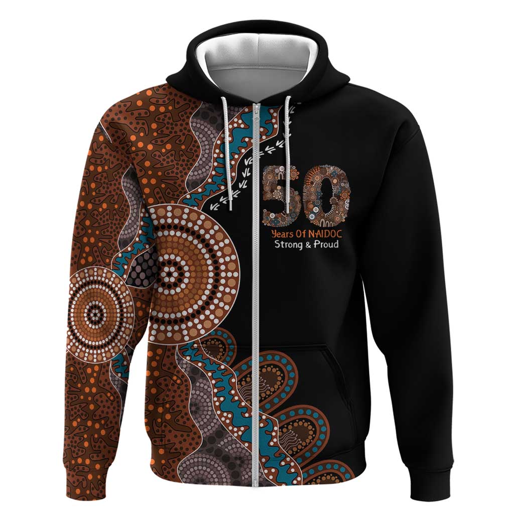 50 Years Of NAIDOC Zip Hoodie Strong and Proud Aboriginal Dot Painting No1
