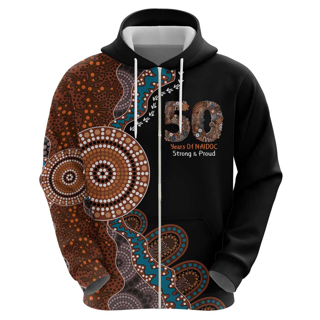 50 Years Of NAIDOC Zip Hoodie Strong and Proud Aboriginal Dot Painting No1