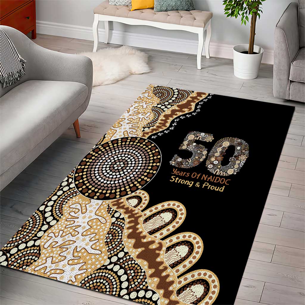 50 Years Of NAIDOC Area Rug Strong and Proud Aboriginal Dot Painting No2