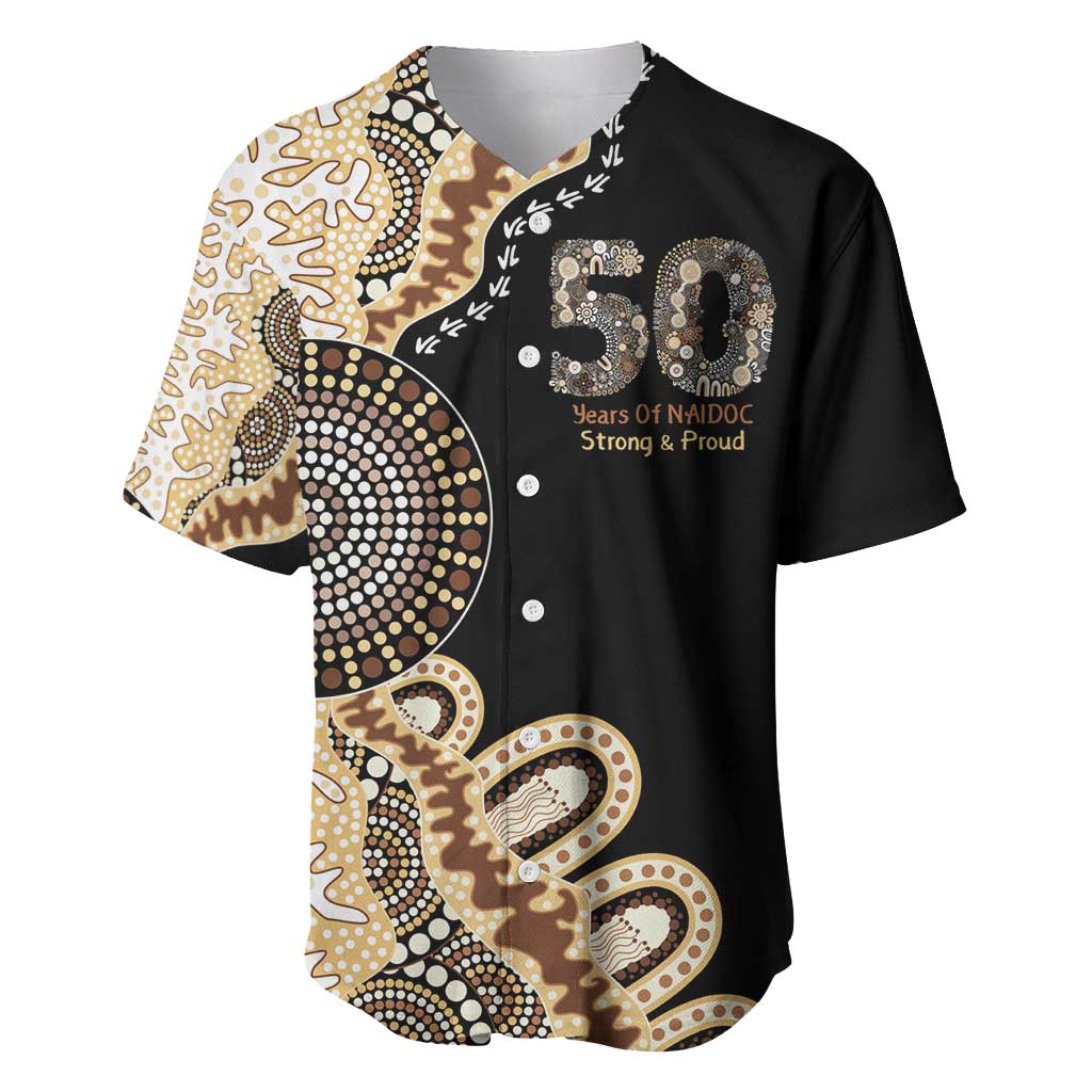50 Years Of NAIDOC Baseball Jersey Strong and Proud Aboriginal Dot Painting No2