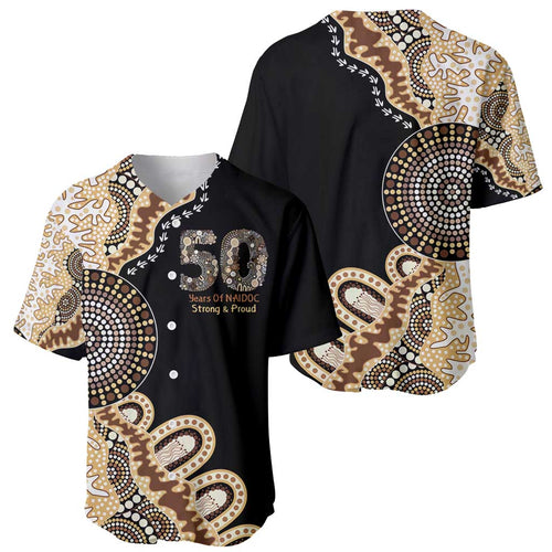 50 Years Of NAIDOC Baseball Jersey Strong and Proud Aboriginal Dot Painting No2