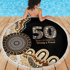 50 Years Of NAIDOC Beach Blanket Strong and Proud Aboriginal Dot Painting No2