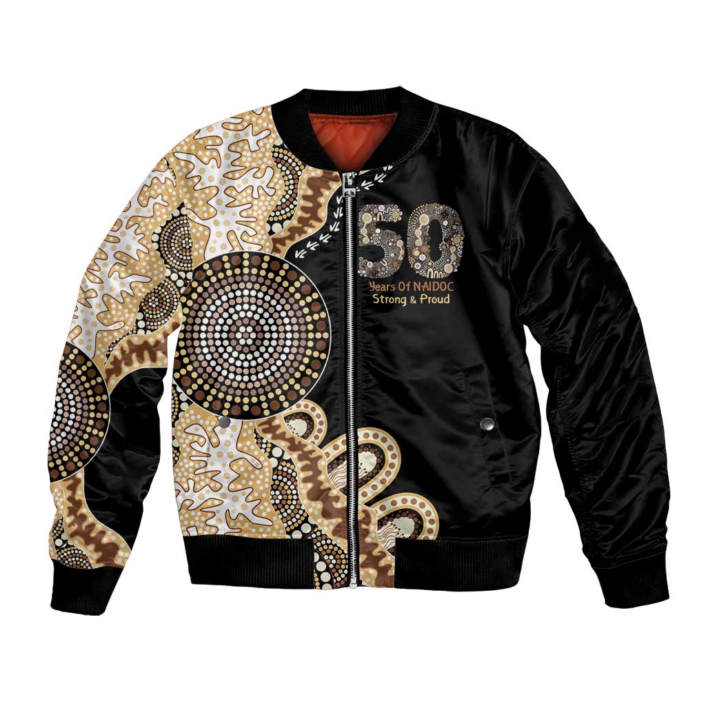 50 Years Of NAIDOC Bomber Jacket Strong and Proud Aboriginal Dot Painting No2