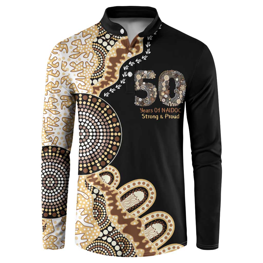 50 Years Of NAIDOC Button Sweatshirt Strong and Proud Aboriginal Dot Painting No2