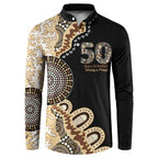 50 Years Of NAIDOC Button Sweatshirt Strong and Proud Aboriginal Dot Painting No2