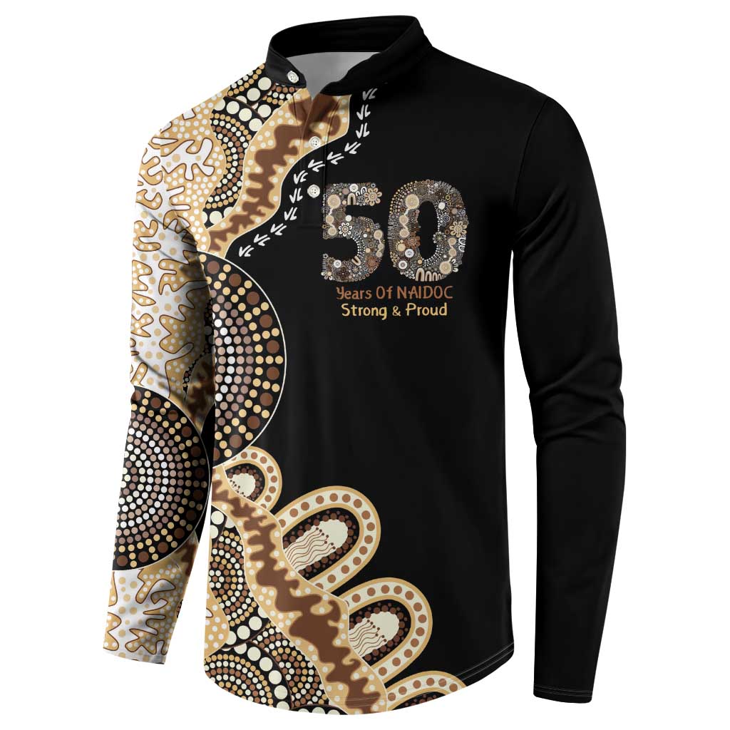 50 Years Of NAIDOC Button Sweatshirt Strong and Proud Aboriginal Dot Painting No2