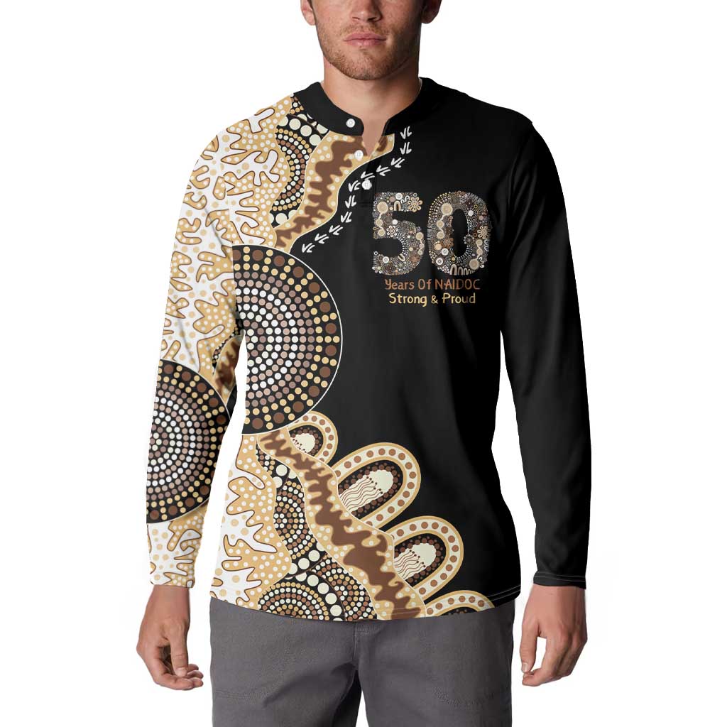 50 Years Of NAIDOC Button Sweatshirt Strong and Proud Aboriginal Dot Painting No2
