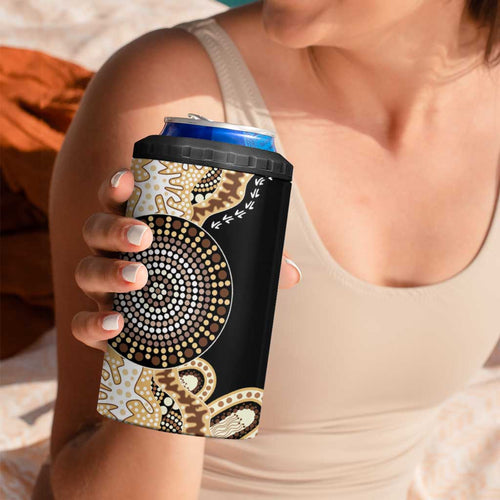 50 Years Of NAIDOC 4 in 1 Can Cooler Tumbler Strong and Proud Aboriginal Dot Painting No2