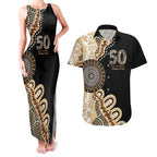 50 Years Of NAIDOC Couples Matching Tank Maxi Dress and Hawaiian Shirt Strong and Proud Aboriginal Dot Painting No2