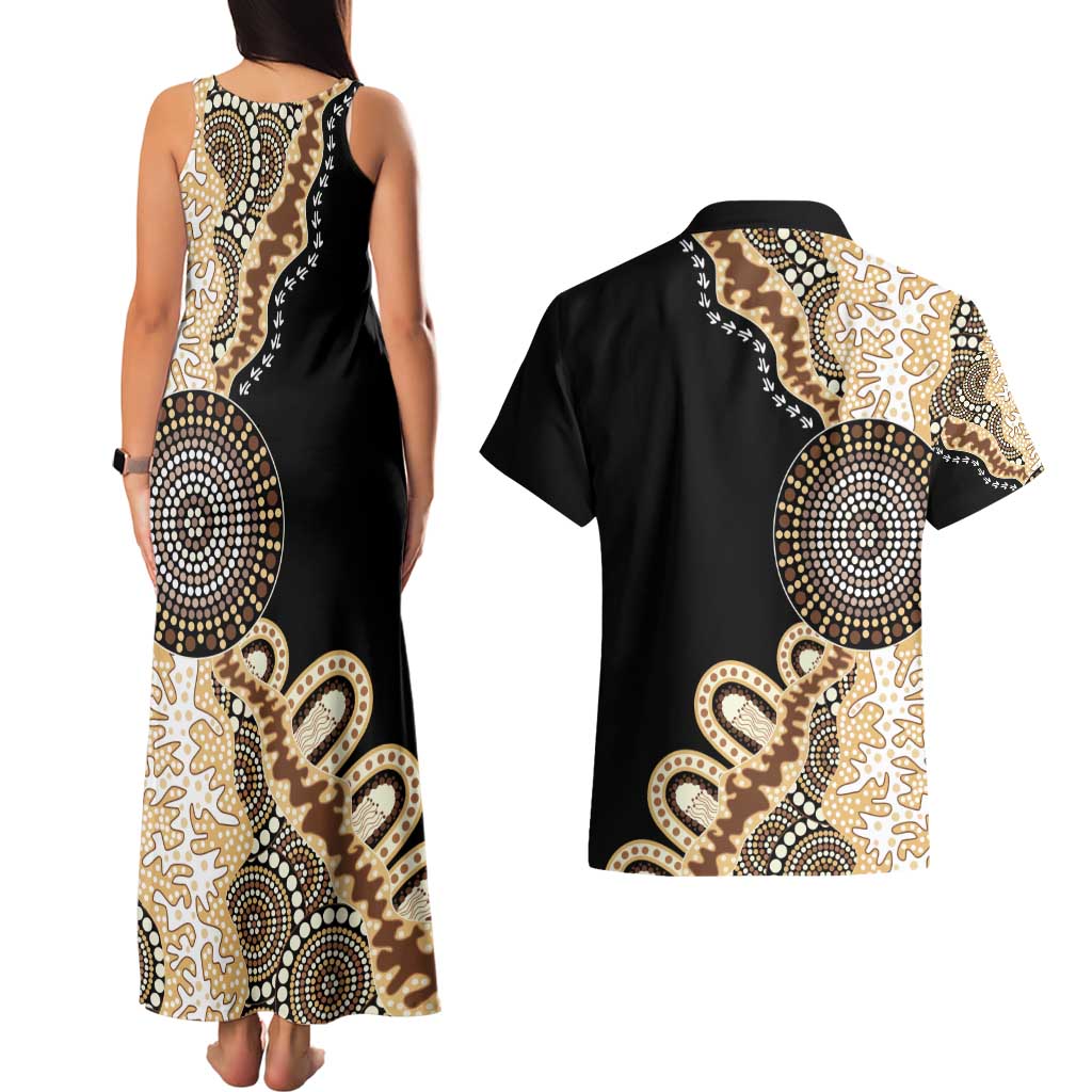 50 Years Of NAIDOC Couples Matching Tank Maxi Dress and Hawaiian Shirt Strong and Proud Aboriginal Dot Painting No2